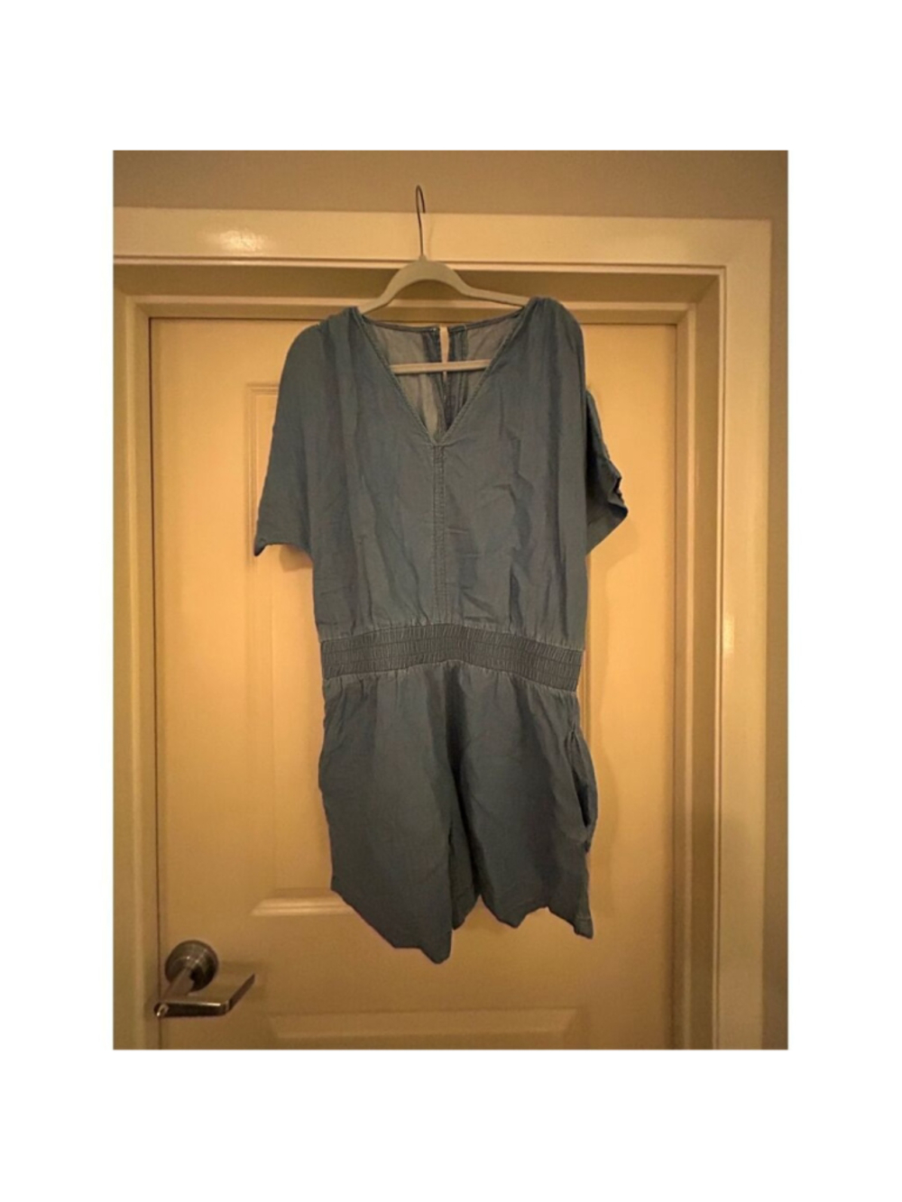 NEW Denim Short Sleeve Rompers Pockets XL - Picture 3 of 6